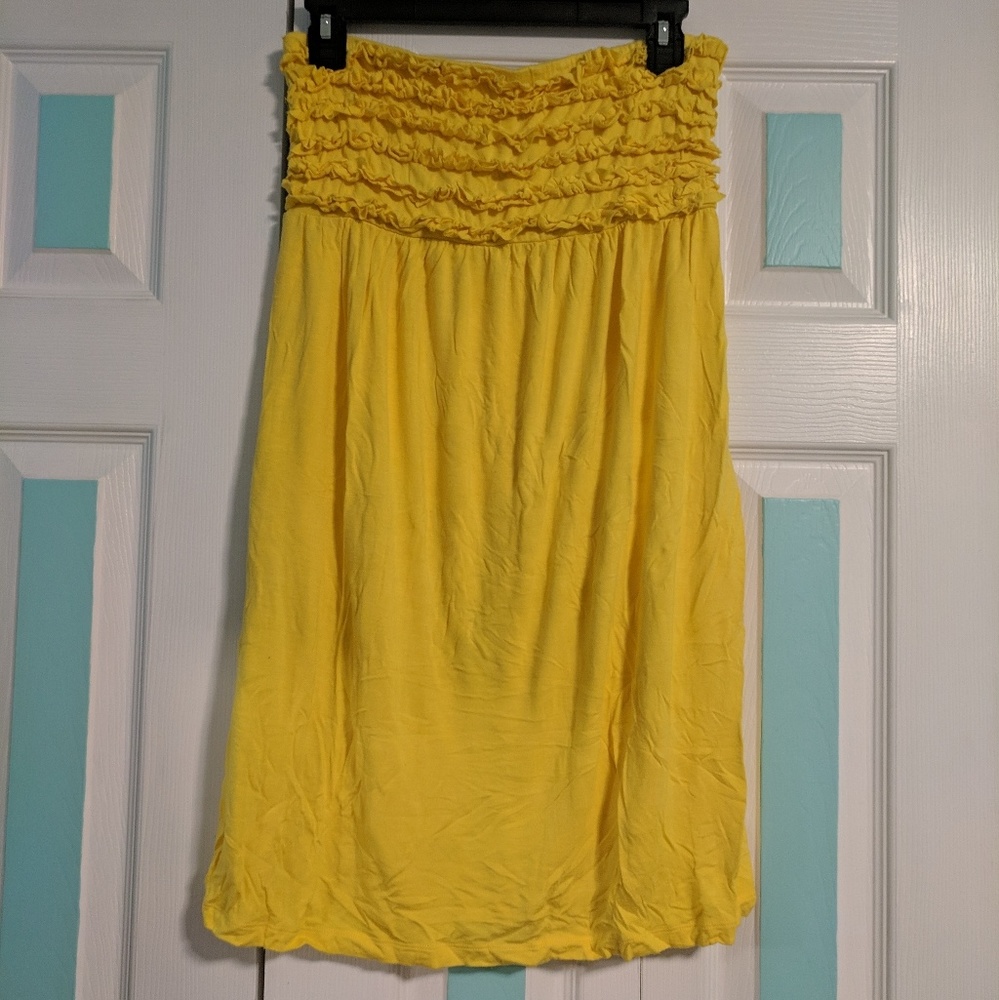 Yellow Nicole Miller strapless mini dress